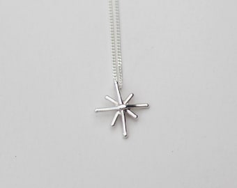 White Gold Star Necklace, Celestial Necklace, Solid Gold Jewelry, Star Pendant, North Star Necklace, Sparkle Necklace, Unique Star Necklace