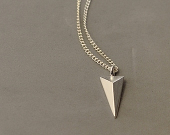 14k Gold Triangle Necklace, Geometric Gold Jewelry, Triangle Pendant Necklace, Unique White Gold Necklace, Geometric Triangle Necklace