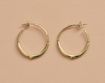 Mercury drop hoop size S, earrings, silver hoops, gold hoops,amorphous jewelry, Christmas gift for her, Hanukkah present,quick silver baladi