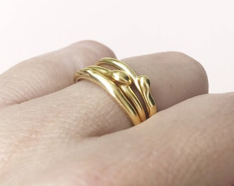 Drop Ring, Thin Gold Stacking Ring, Unique Stacking Ring, Unique Gold Jewelry, Artistic Ring, Rustic Gold Ring, Asymmetrical Ring, Delicate