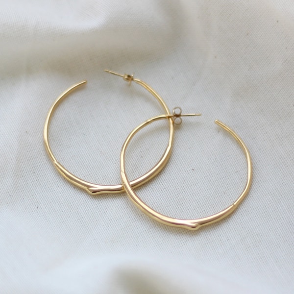 Mercury drop hoop size L, earrings, silver hoops, gold hoops,amorphous jewelry, Christmas gift for her, Hanukkah present,quick silver baladi