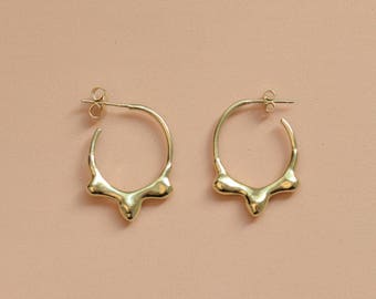 Crown Mercury small hoop earrings, silver hoops, gold hoops,amorphous jewelry, Christmas gift for her, Hanukkah present,quick silver baladi