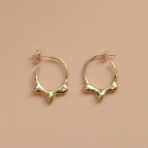 Crown Mercury small hoop earrings, silver hoops, gold hoops,amorphous jewelry, Christmas gift for her, Hanukkah present,quick silver baladi image 1