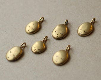 Soul reflections, healing unique one of a kind pendant , Handmade Raw Brass Face Pendant Necklace, meditation jewelry, baladi unisex jewelry