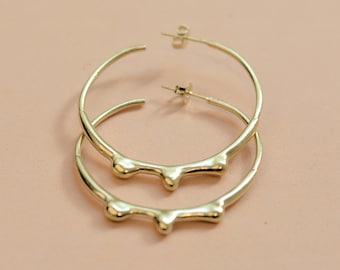 Crown Hoop Earrings, Gold Hoop Earrings, Statement Hoop Earrings, Unique Gold Jewelry, Large Hoop Earrings, Unique Hoops, Geometric Hoops