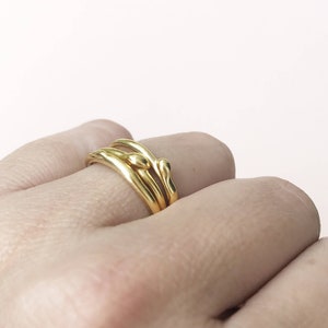 Unique Gold Ring, Gold Ring for Women, Stacking Ring, Minimalist Jewelry, Wedding Ring Women, 14K Gold Ring, Minimalist Ring, Liquid Ring