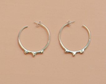 White Gold Hoop Earrings, Hoop Earrings for Women, Large Hoop Earrings, Gold Minimalist Jewelry, Minimalist Hoops, Unique Hoop Earrings