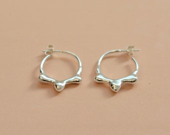 Crown Hoops, White Gold Hoop Earrings, Unique Hoop Earrings, Solid Gold Jewelry, Artistic Earrings, Designer Earrings, Unusual Earrings