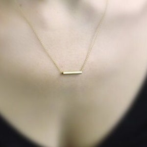 Minimalist Gold Necklace for Women, Dainty Gold Necklace, Tube Necklace, Bar Necklace, Unique Gold Jewelry, Unique Gold Necklace, Modern