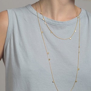 Long Gold Necklace, Layered Necklace, Gold Dot Necklace, Minimalist Jewelry, Long Gold Chain, Minimalist Gold Necklace, Unique Long Necklace