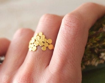 Cluster Ring, Minimalist Gold Ring, Ring for Women, Minimalist Jewelry, Dainty Ring, Unique Gold Ring, Cluster Ring in 14k Gold, Dots Ring