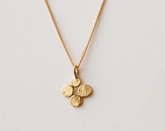 14k Gold Pendant Necklace, Dainty Gold Necklace, Cluster Necklace, Gold Necklace for Women, Gold Minimalist Jewelry, Minimalist Necklace