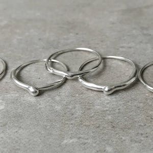 Silver Stacking Ring, Unique Ring for Women, Minimalist Jewelry, 14K White Gold Ring, Minimalist Ring, Liquid Ring, Asymmetric Ring image 2