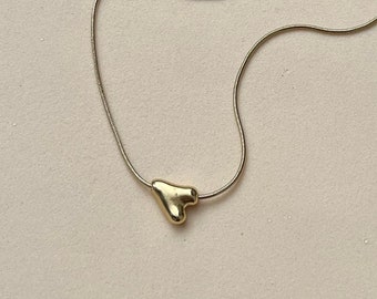 Oh my heart necklace, heart pendant, unique gold heart necklace, asymmetrical heart, amorphic heart choker, minimalist heart necklace, love