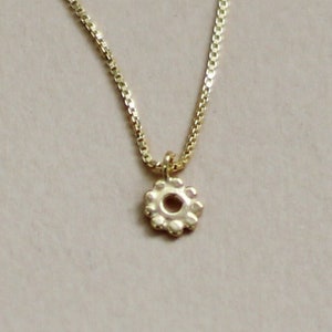Tiny Gold Necklace, Small Gold Pendant Necklace, Nature Inspired Jewelry, Gold Flower Necklace, Petite Necklace, Small Flower Necklace
