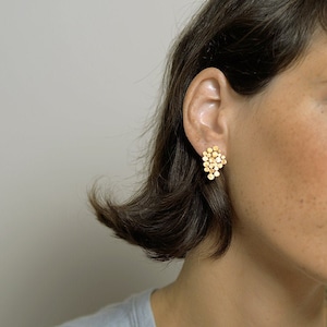 Cluster Earrings, Minimalist Stud Earrings, Modern Earrings, Hand Made Jewelry, Earrings Gold Posts, Dainty Earrings, Unique Stud Earrings