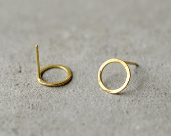 Gold Circle Earrings, Circle Stud Earrings, Unique Stud Earrings, Minimalist Jewelry, 14K Gold Studs, Minimalist Stud Earrings, Round Studs