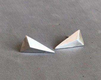 Triangle Earrings, Geometric Earrings Stud, Geometric Jewelry, Minimalist Silver Stud Earrings, better call Saul Kimmy Wexler earrings, 3d