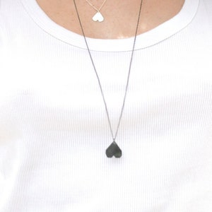 Black Heart Necklace, Sterling Silver Heart Necklace, Minimalist Heart Necklace, Heart Jewelry, Small Heart Necklace, Dainty Heart Necklace image 1