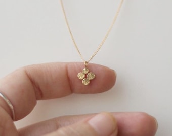 Dainty 14k Gold Necklace, Cluster Necklace, Unique Solid Gold Necklace, Solid Gold Jewelry, Designer Jewelry, Artistic Jewelry, Minimalist