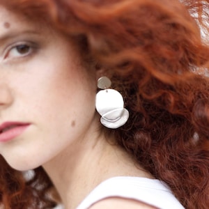 Petal Earrings, Statement Drop Earrings, Silver Statement Earrings, Unique Silver Jewelry, Modern Earrings, Abstract Earrings, Unusual