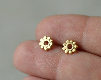 Gold Flower Earrings, Unique Stud Earrings, Tiny Gold Earrings, Gold Minimalist Jewelry, Indian Studs, Small Post Earrings, Lotus Earrings