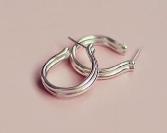 Gold Hoop Earrings, Unique Hoops, Hoop Earrings for Women, Hand Made Jewelry, Modern Earrings, Small Hoop Earrings, Double Hoop Earrings