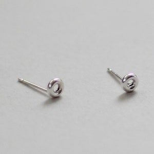Circle Stud Earrings, Tiny Stud Earrings, Dainty Silver Stud Earrings, Unique Silver Jewelry, Minimalist Silver Stud Earrings, Doughnut image 3