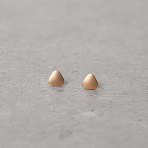 gold triangle round earrings, tiny triangle stud earrings, minimalist, simple posts, stacking studs, holiday gift, gift for her, small post image 1