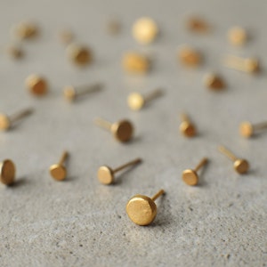 dot stud earrings, minimalist gold post earrings, holiday gift, circle earrings, tiny studs, simple, hand made, one of a kind, ear freckles image 3