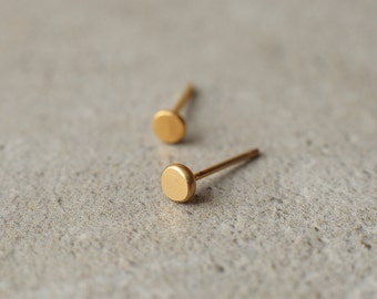 dot stud earrings, minimalist gold post earrings, holiday gift, circle earrings, tiny studs, simple, hand made, one of a kind, ear freckles