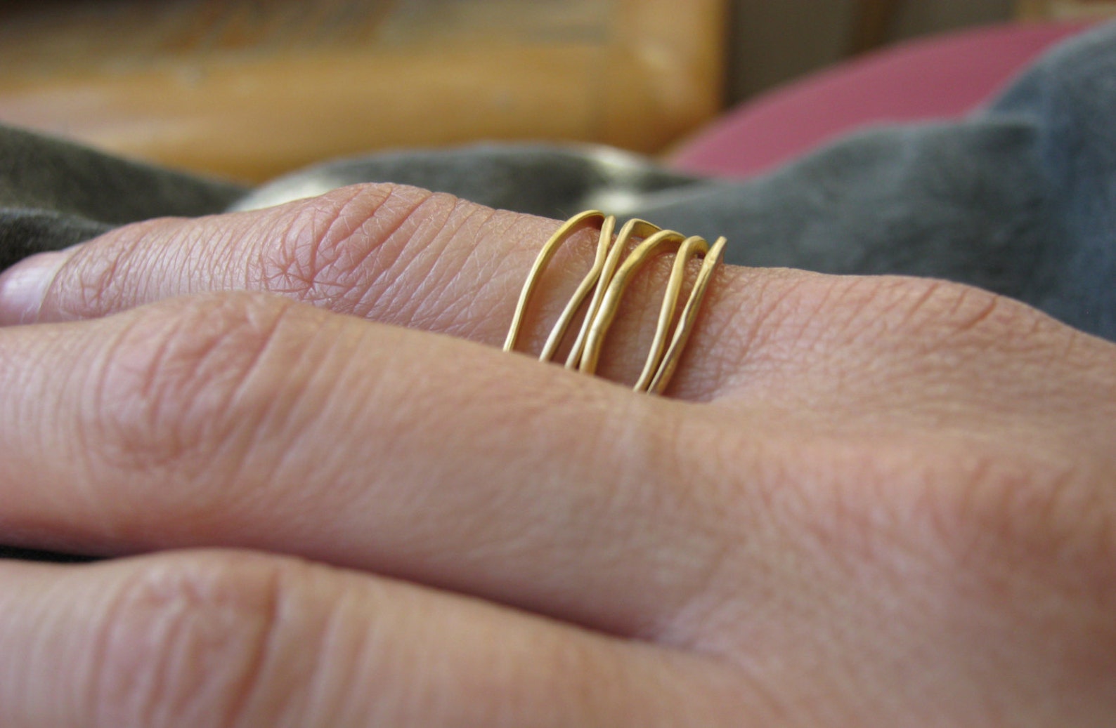 Delicate Bent Ring, Stacking Ring, Valentines Gift, Gold Plated, One of ...