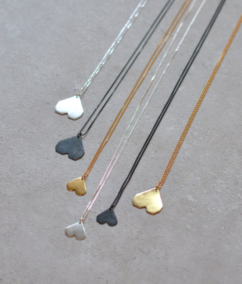 Gold Heart Necklace, Gold Layered Necklace, Heart Jewelry, Unique Heart Necklace, Necklace for Girlfriend, Minimalist Heart Necklace image 3