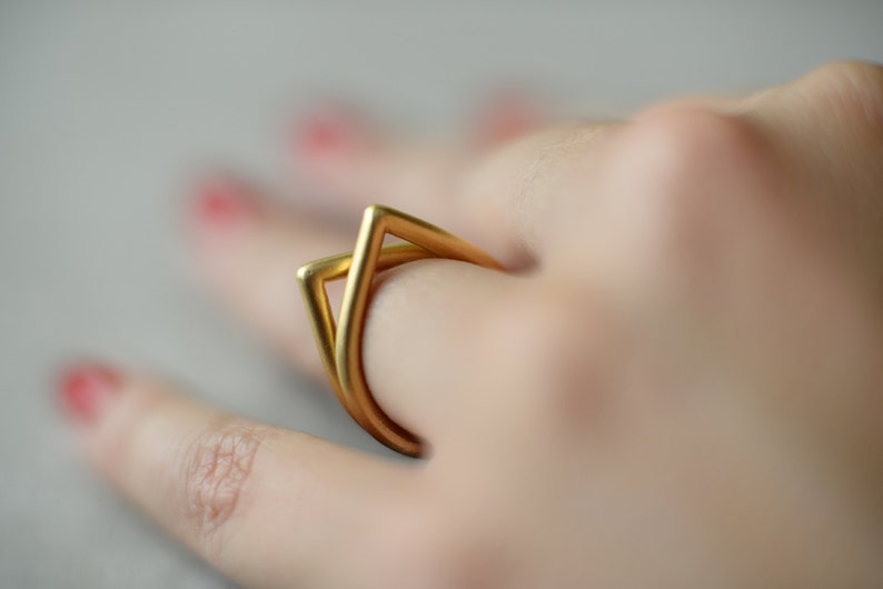 Drop gold ring, stacking ring, Holiday present, gift for her, wedding ring, engagement ring, gift for woman, designer ring, studio baladi image 3