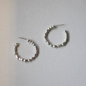 Unique Silver Hoop Earrings, open Hoop Earrings, Boho Hoop Earrings, Unique Silver Jewelry, Dainty Hoop Earrings, Textured Hoop Earrings Sterling silver