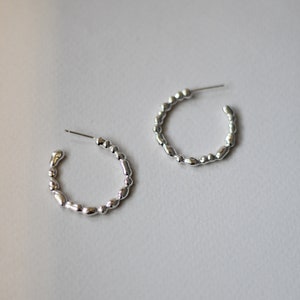 Grain hoops, glamorous amorphic shiny hoops, Christmas gift for her, hand made hoops, baladi, melting jewelry, silver hoops, gold hoops gift Sterling silver