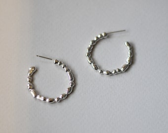 Unique Silver Hoop Earrings, open Hoop Earrings, Boho Hoop Earrings, Unique Silver Jewelry, Dainty Hoop Earrings, Textured Hoop Earrings