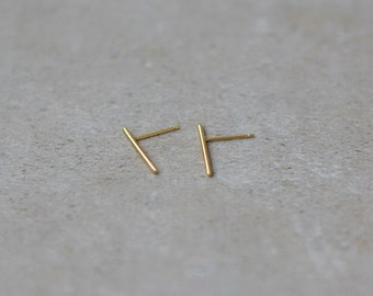 Minimalist line earrings, golden string earrings, tiny studs, ear climbers, hand made, simple posts, line studs,girl,bar earrings,simple