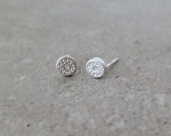 silver dot earrings, sterling silver studs, Minimalist posts, Holiday gift,  present, hand made, baladi, minimalist posts, tiny post studs