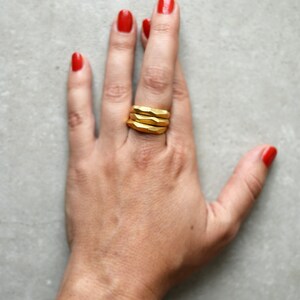 faceted gold plated ring, Valentines day gift for her, love, hand made, stacking, statement, geometric, wedding ,engagement ring, raw, bride image 2