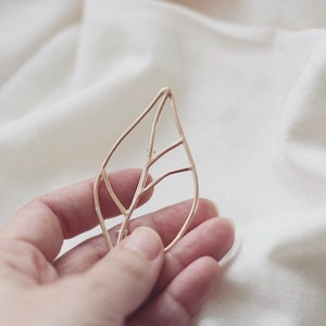 Gold Leaf Brooch Pin, Leaf Brooch Pin, Unique Gold Jewelry, Minimalist Brooch, Modern Brooch, Elegant Brooch, Nature Brooch, Botanical image 5