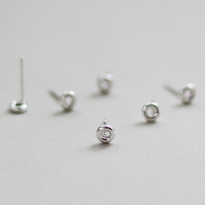Circle Stud Earrings, Tiny Stud Earrings, Dainty Silver Stud Earrings, Unique Silver Jewelry, Minimalist Silver Stud Earrings, Doughnut image 6