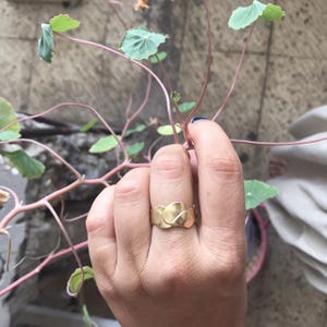 Petal ring, brass ring, holiday day gift, gift for woman, designer original bronze ring, hand made, baladi, statement ring, raw, rustic image 6