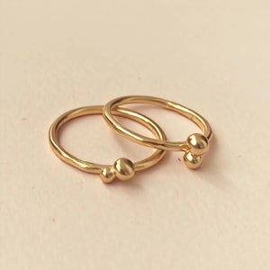 14k Gold Stacking Ring Set, Solid Gold Dot Ring, Dainty Stacking Ring, Unique Gold Jewelry, Unique Gold Stacking Ring, Ball Ring, Artistic image 1