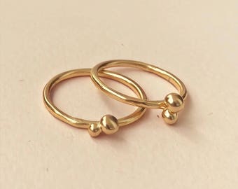 14k Gold Stacking Ring Set, Solid Gold Dot Ring, Dainty Stacking Ring, Unique Gold Jewelry, Unique Gold Stacking Ring, Ball Ring, Artistic