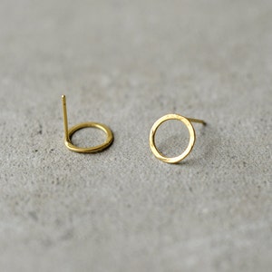 circle gold earrings, minimalist studs, wire circle Baladi earrings, love, simple studs, round earrings, bridal, wedding, bridesmaid gift image 3