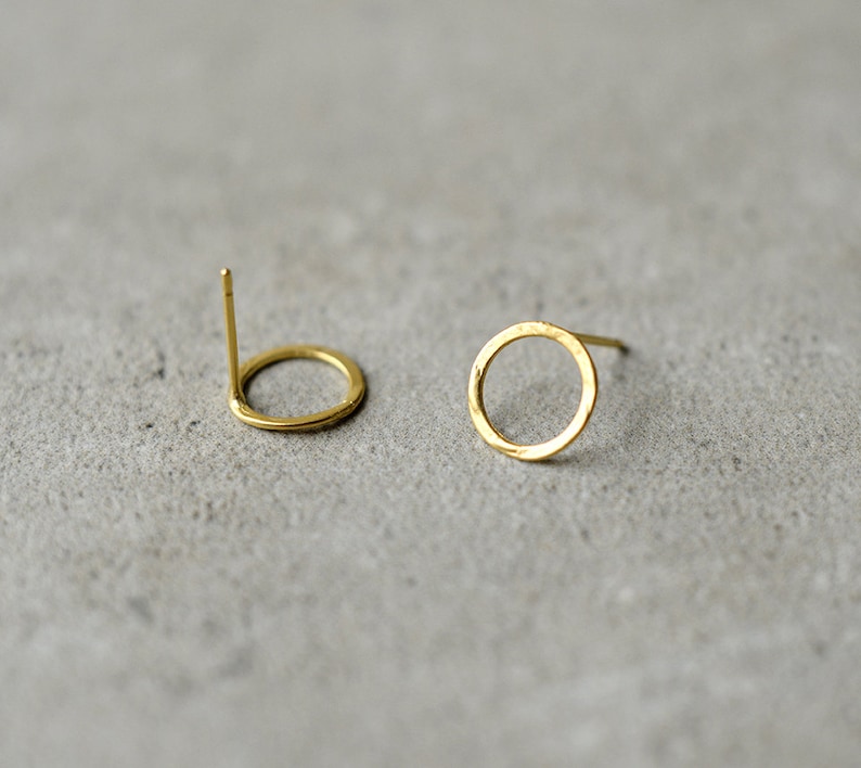circle gold earrings, minimalist studs, wire circle Baladi earrings, love, simple studs, round earrings, bridal, wedding, bridesmaid gift image 3
