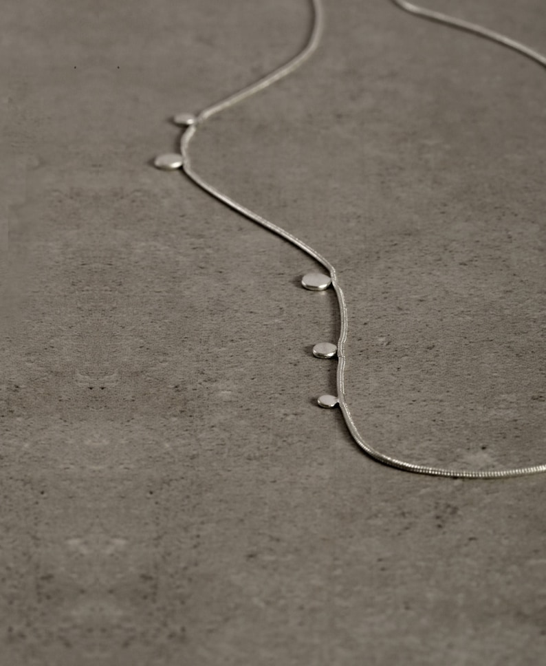 Silver Dot Necklace Long Silver Necklace Gift for Her Etsy Israel