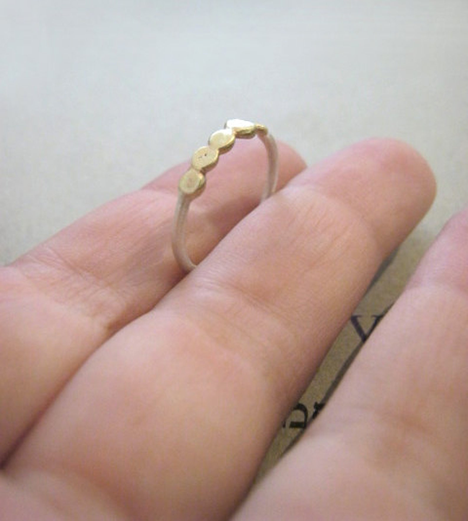 Silver and Brass Ring, Delicate Hand Made Ring, Wedding Ring, Everyday ...