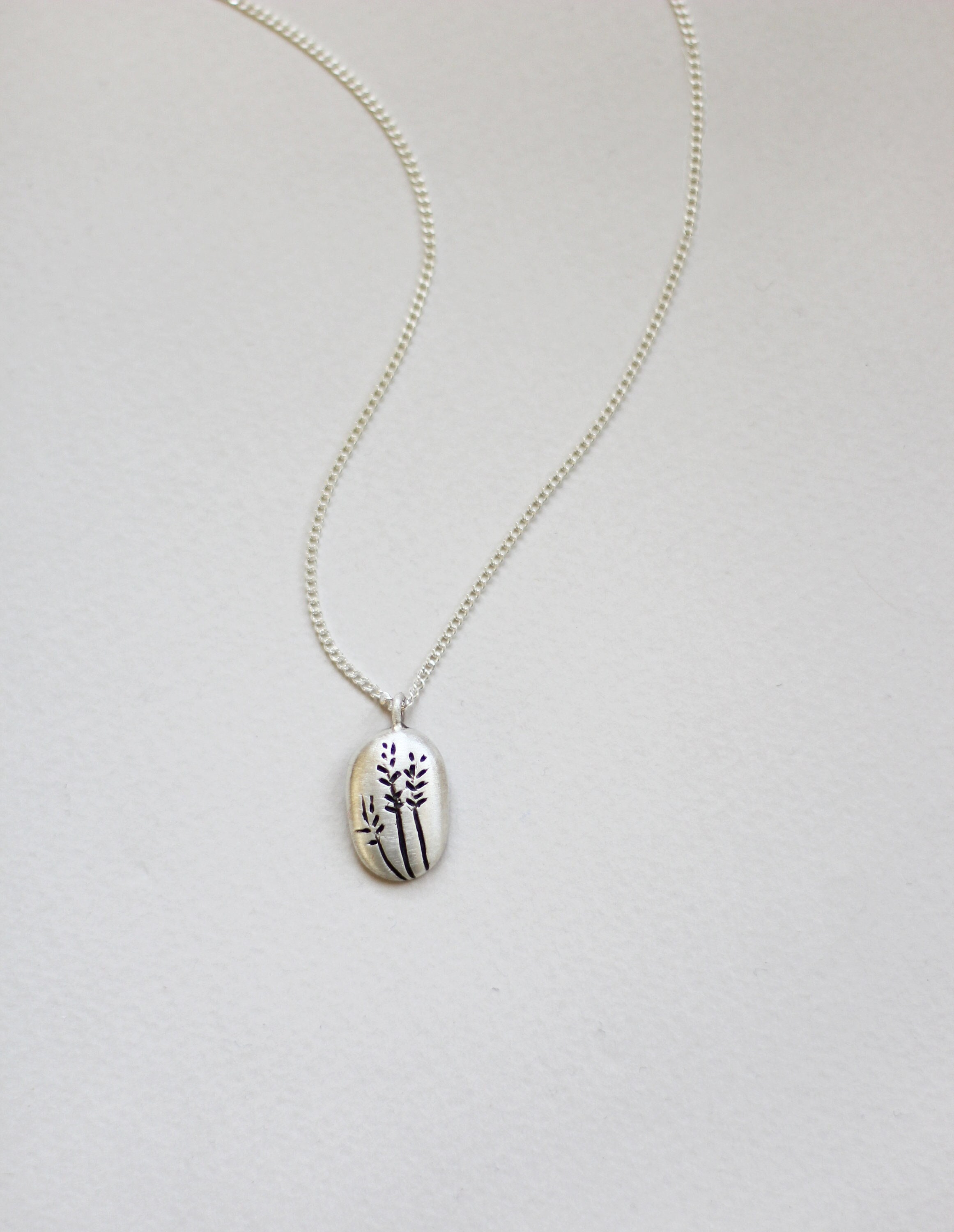 Wheat stalk pendant Necklace, wheat sketch pebble shape pendant, Unique Necklace, Minimalist hand made Necklace, pebble Necklace, sketch